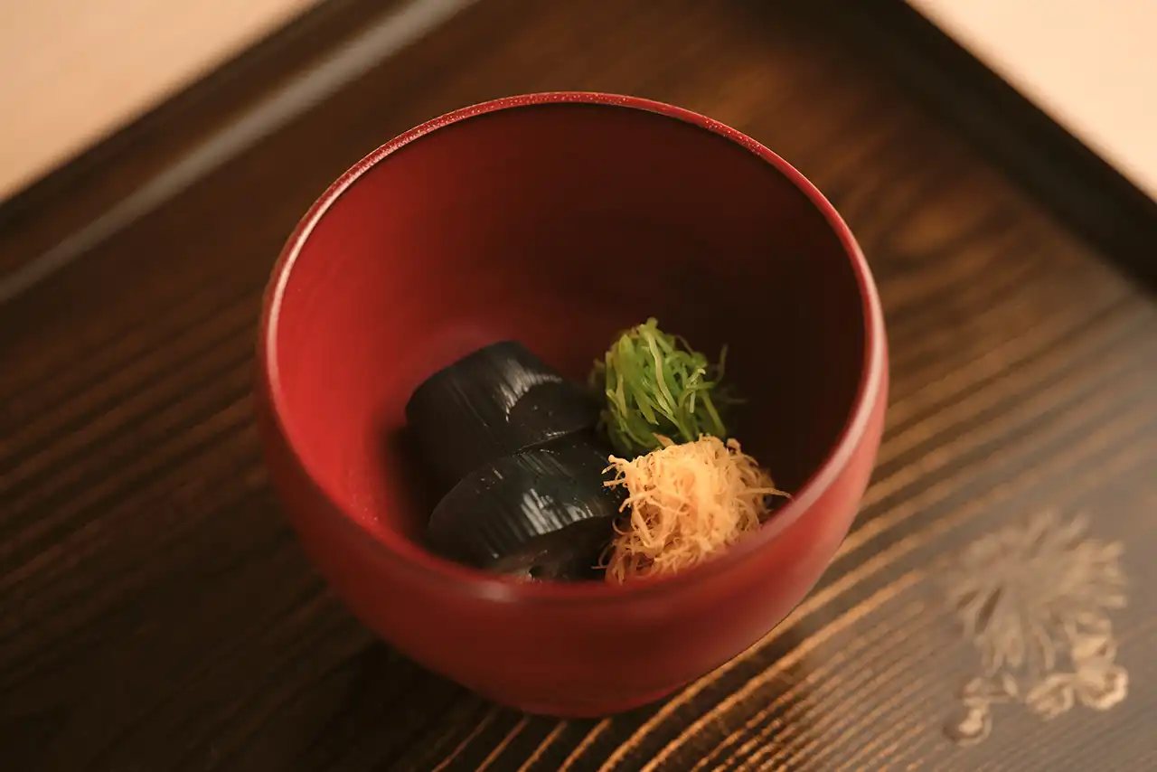 Chasen Eggplant, Kinshi Egg, Snow Pea